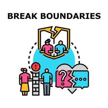 People breaking boundaries, having communication issues, conflict resolution Stock Illustration