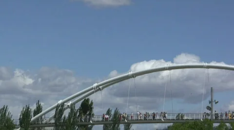 People by the bridge Video stock 450476