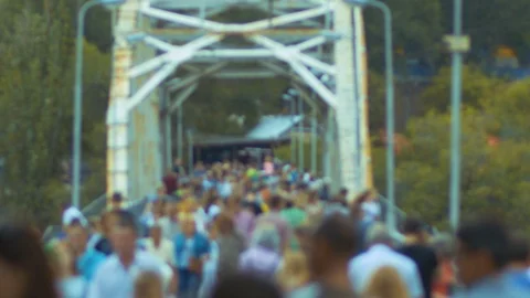 People on the bridge Stock Footage 117246610