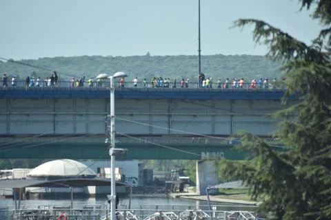 People on the bridge Stock Photos