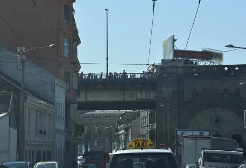 People on the bridge Stock Photos
