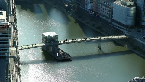 People Bridge Top Stock Footage 98679396
