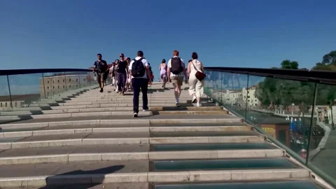 People on a bridge in venice Stock Footage 233295191