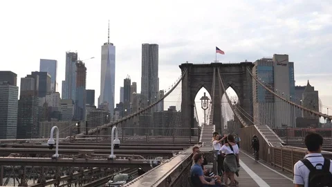 People Brooklyn Bridge Stock Footage 126597555