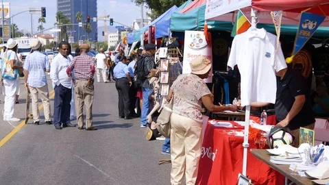 People Browse Stalls during Ethiopian New Year (2) - Los Angeles California Video stock 88205853