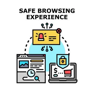 People browsing internet safely with secure browsing experience Stock Illustration