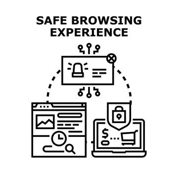 People browsing internet safely with secure browsing experience Stock Illustration