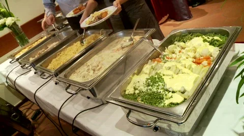 People On Buffet Stock Footage 732338
