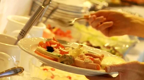 People on Buffet Stock Footage 8549683