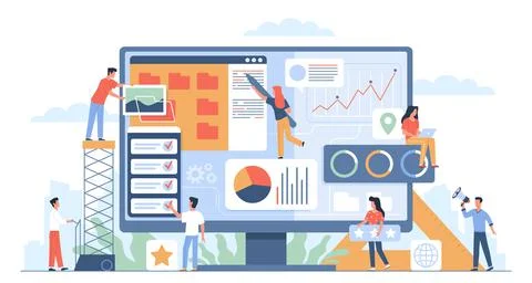 People build website. Developers create software. Designers and programmers work Stockillustratie