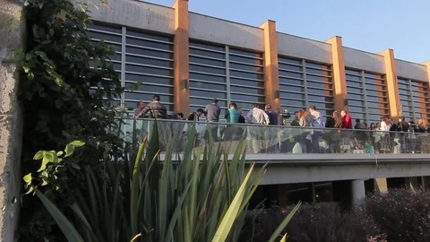People on building balcony Stock Footage 77101266