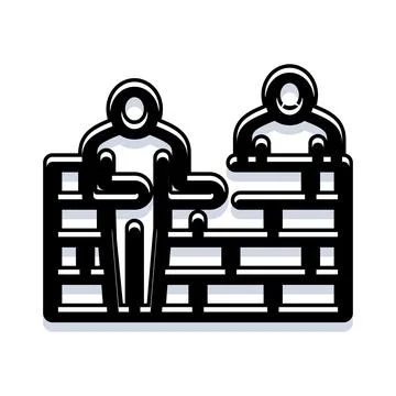 People building a brick wall for construction development Stock Illustration