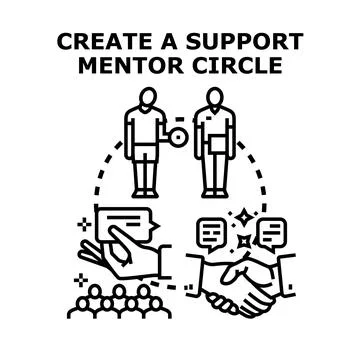 People building a support and mentor circle Ilustración de archivo