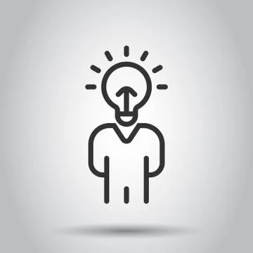 People with bulb icon in flat style. idea vector collection illustration on w Stock Illustration