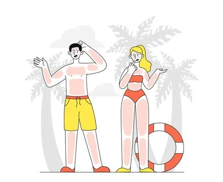 People burned at beach vector simple Illustrazione stock