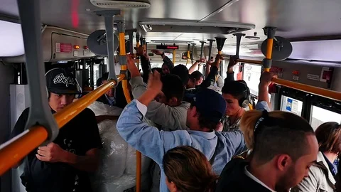 People on the bus full Stock Footage 75347096