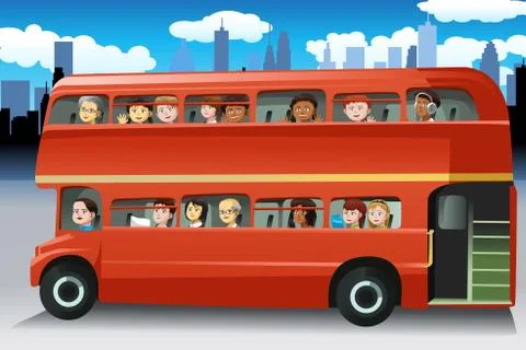 People in a bus Stock Illustration