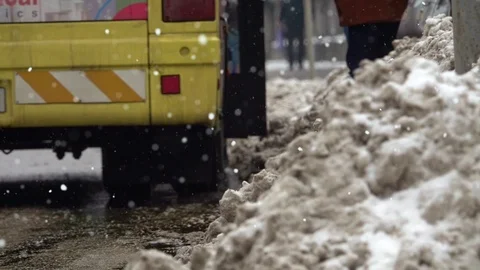 People in bus station in winter Stock Footage 101303304