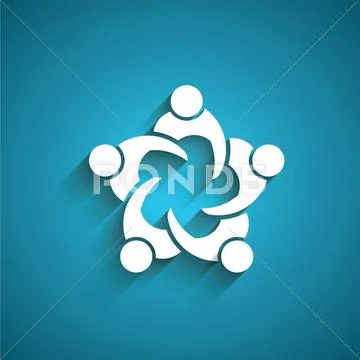 People Business meeting in circle. 3D paper style Stock Illustration
