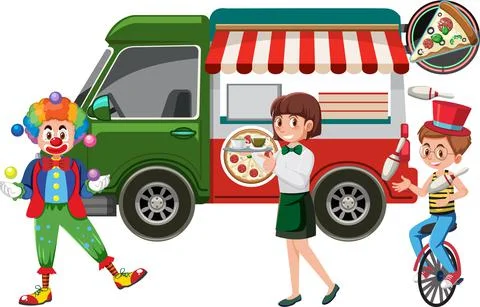 People busking performance on white background Stock Illustration