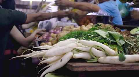 People buy vegetables and fruits on the local indian market Stock Footage 59798156