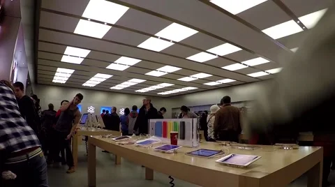 People buying new iphone inside Apple store Stock Footage 57412676
