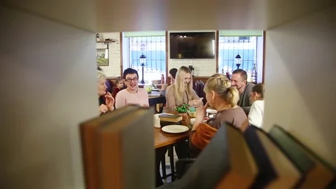 People in the cafe Stock Footage 84083249