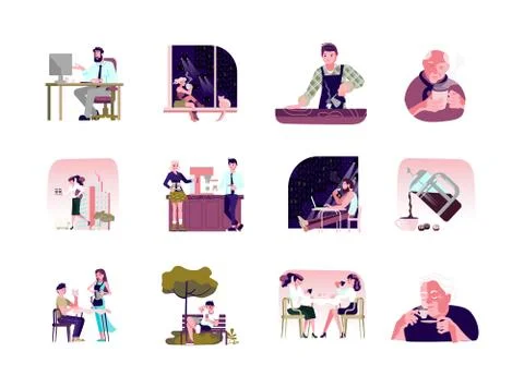 People in Cafe Shop Stock Illustration