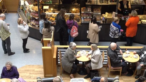 People in a cafe / snack bar. Stock Footage 97345100