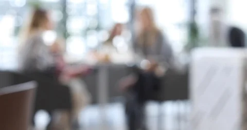 People in cafes at tables sit communicate blurry Video stock 87966699