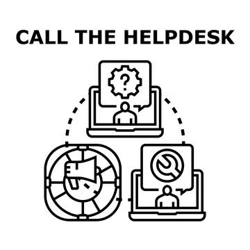 People calling helpdesk for technical support service Stock Illustration