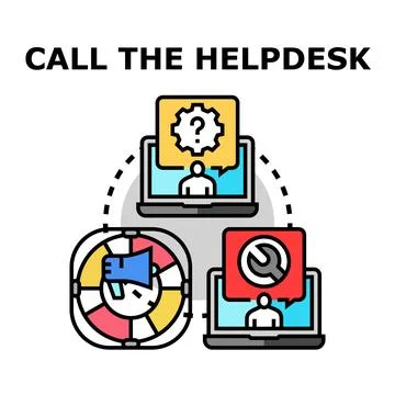 People calling helpdesk for technical support service Stock Illustration