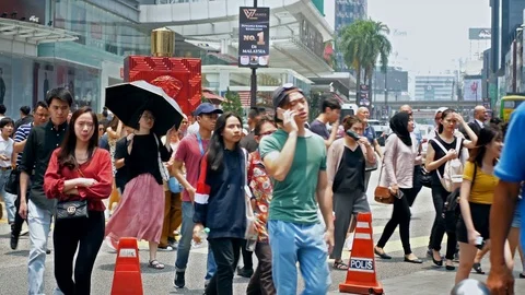 People can seen crossing the road when the traffic light turn into green light 動画素材 117852853