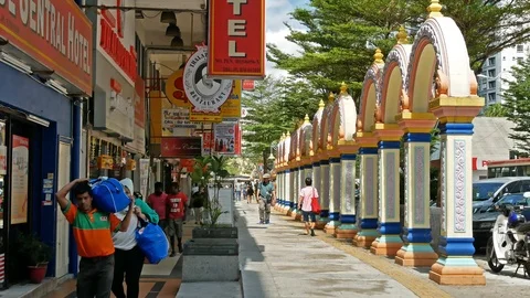 People can seen exploring around Brickfields Little India in KL 動画素材 109028213