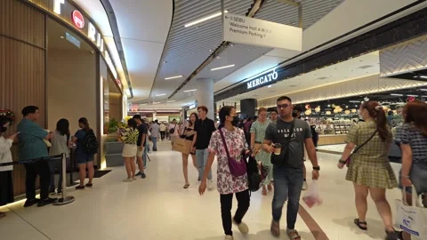People can seen exploring around The Exchange TRX mall. Stock Footage 257325335