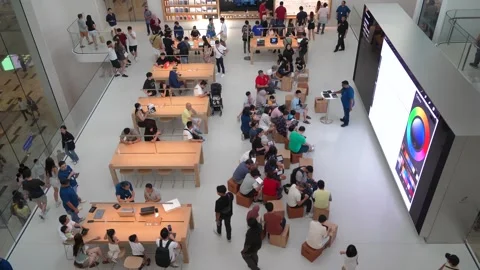 People can seen exploring around Apple The Exchange TRX, Malaysia. 動画素材 284687304