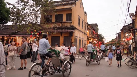 People can seen exploring around Hoi An, Vietnam Видео 328001888