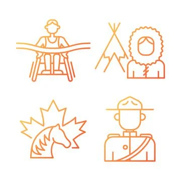 People of Canada gradient linear vector icons set イラスト素材