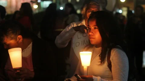 People with candles 스톡 동영상 42986697