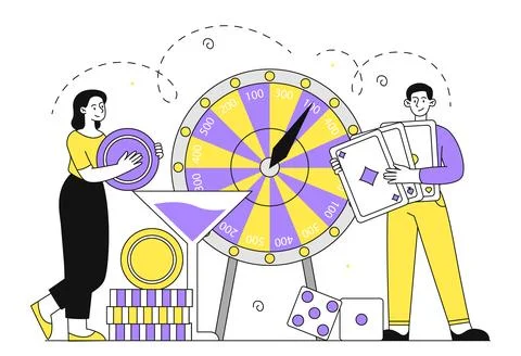 People with casino vector linear Stock Illustration