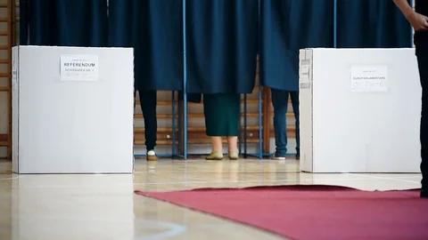 People casting their votes during European Parliament Elections in Bucharest Video stock 119694377