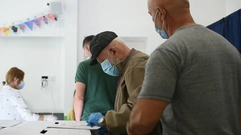 People casting their votes during local elections in Bucharest Video stock 139973510