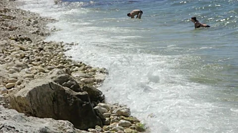 People catch the wave Stock Footage 49671771