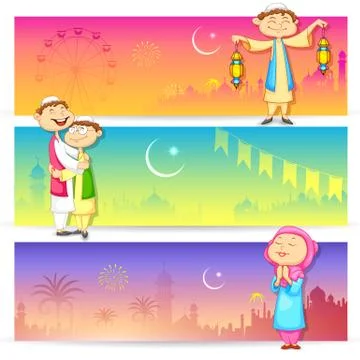 People celebrating Eid Stock Illustration