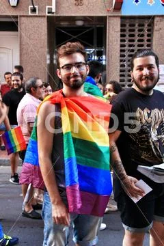People celebrating Gay Pride in Spain Stock Photos