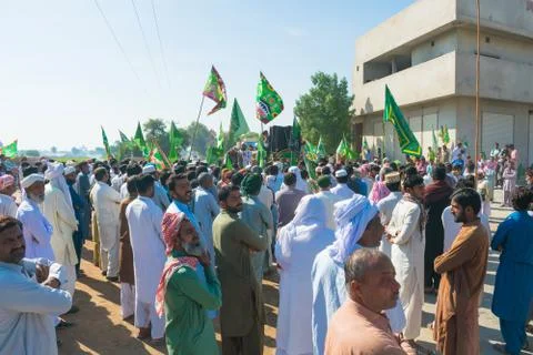 People celebrating jashan e eid milad un nabi  rally in a local village. Stock Photos