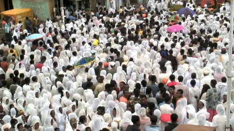 People Celebrating Timket, Addis Ababa, Ethiopia Stock Footage
