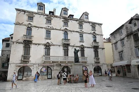 A people in the center of the old town of Split in Croatia Stock Photos