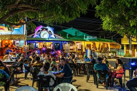 People at the central square, Praca Central at Alter do Chao, Brazil Stock Photos