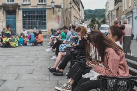 People in the centre of Bath Square. Stock Photos